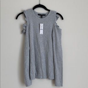 Cold shoulder ruffle sweater